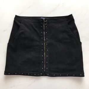 Black Faux Suede Studded Skirt American Eagle